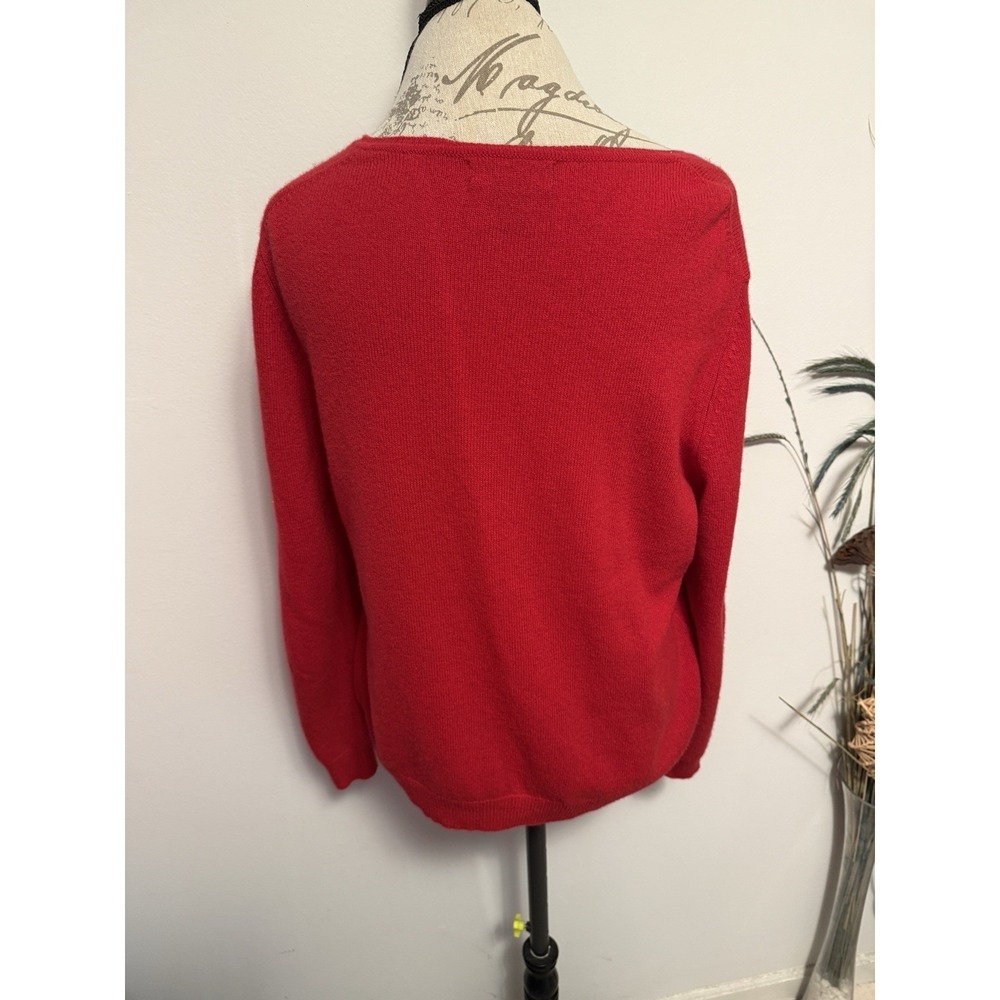 Peck And Peck Luxury Womens Size Xl Red V Neck 2 Ply‎ 100% Cashmere Sweater
